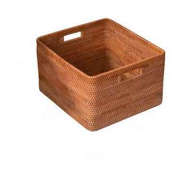 Extra Large Handmade Rattan Storage Basket, Large Rectangular Basket with Handle, Storage Baskets for Bedroom