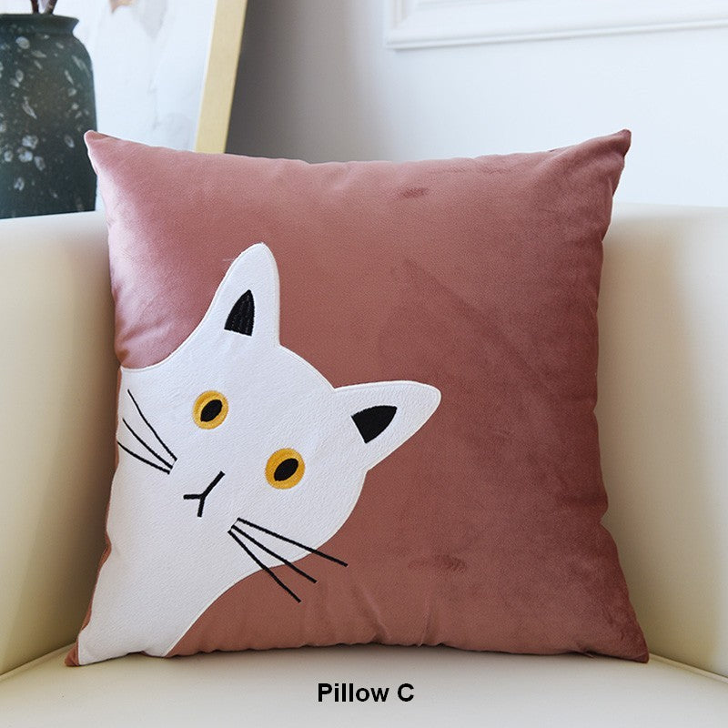 Modern Sofa Decorative Pillows, Lovely Cat Pillow Covers for Kid's Room, Cat Decorative Throw Pillows for Couch, Modern Decorative Throw Pillows