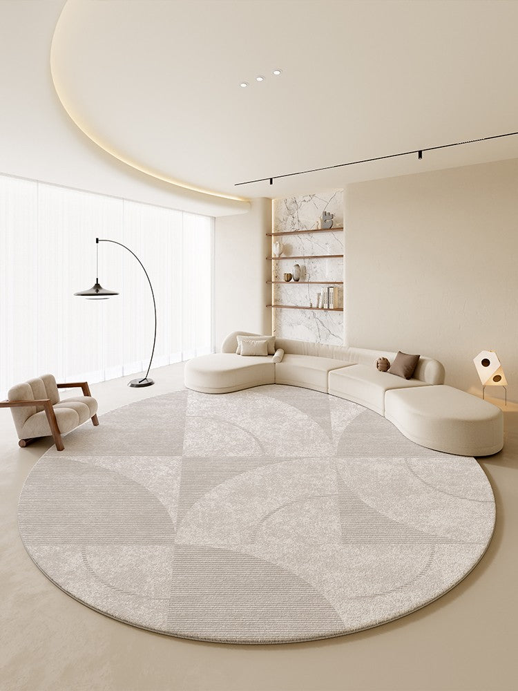 Circular Modern Rugs for Living Room, Grey Round Rugs for Bedroom, Round Carpets under Coffee Table, Contemporary Round Rugs for Dining Room