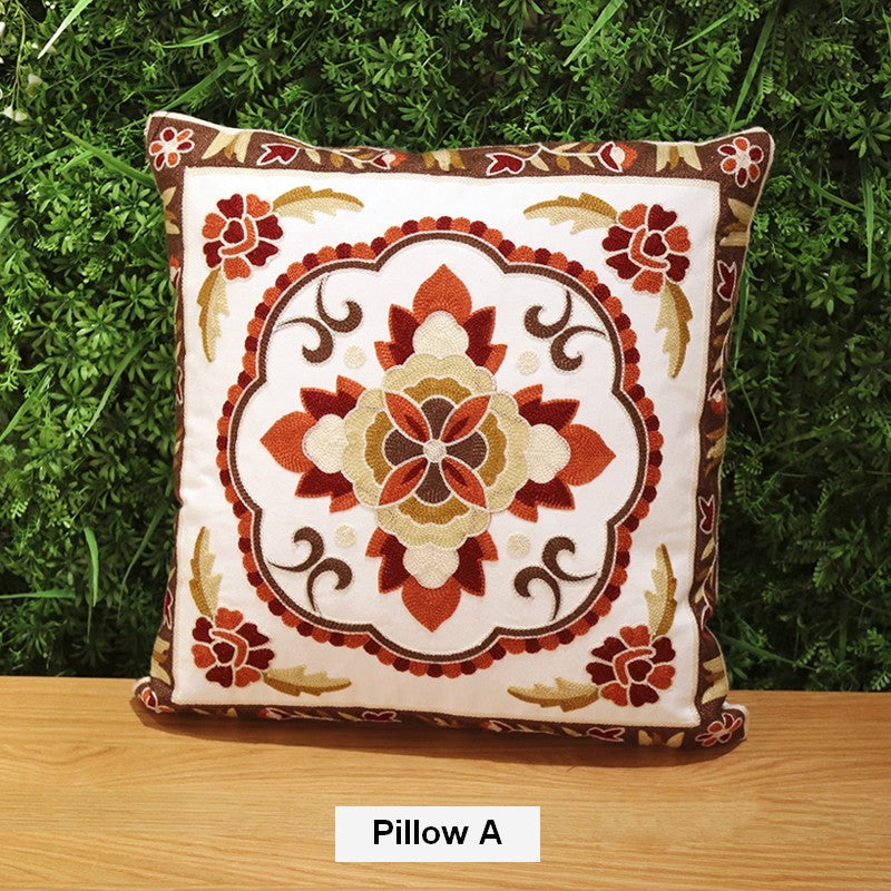 Cotton Flower Decorative Pillows, Sofa Decorative Pillows, Embroider Flower Cotton Pillow Covers, Farmhouse Decorative Throw Pillows  for Couch