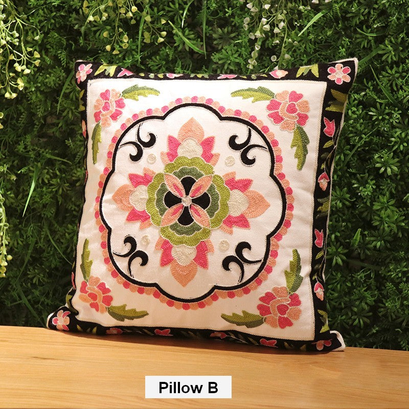 Cotton Flower Decorative Pillows, Sofa Decorative Pillows, Embroider Flower Cotton Pillow Covers, Farmhouse Decorative Throw Pillows  for Couch