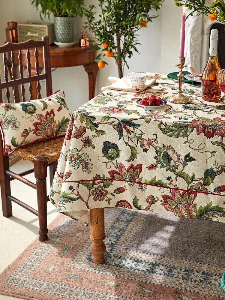 Spring Flower Table Cover for Kitchen, Large Modern Rectangular Tablecloth Ideas for Dining Room Table, Rustic Garden Floral Tablecloth for Round Table