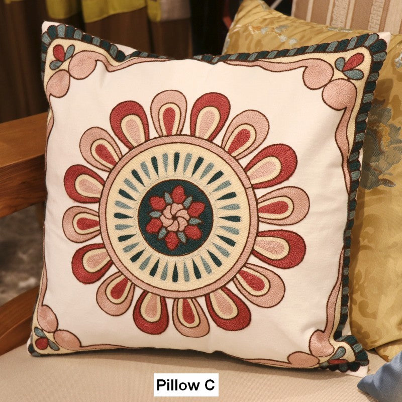 Decorative Throw Pillows for Couch, Embroider Flower Cotton Pillow Covers, Cotton Flower Decorative Pillows, Farmhouse Decorative Sofa Pillows
