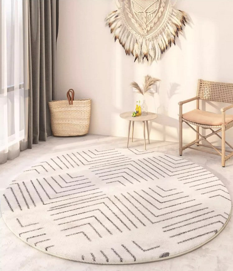 Soft Modern Round Rugs under Coffee Table, Geometric Modern Rugs for Bedroom, Circular Modern Rugs under Sofa, Abstract Contemporary Round Rugs