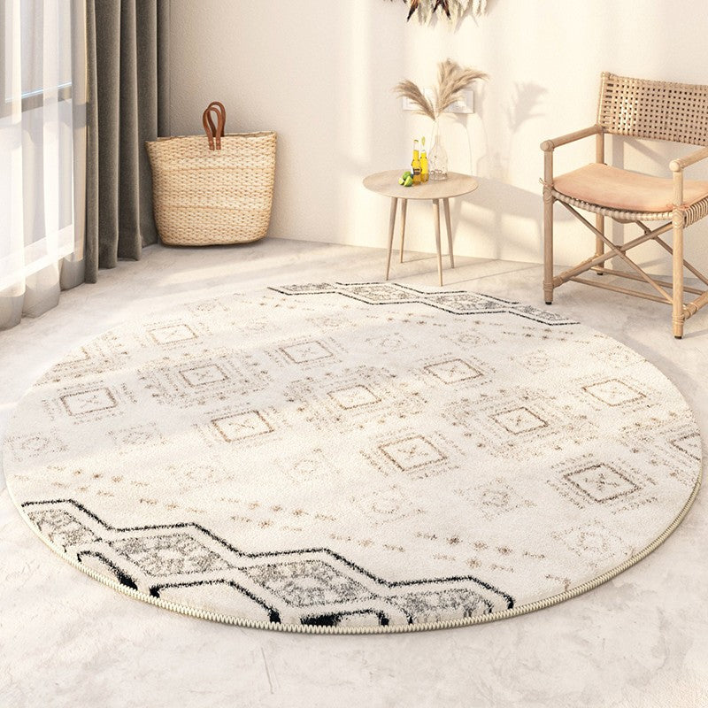 Thick Circular Modern Rugs under Sofa, Geometric Modern Rugs for Bedroom, Modern Round Rugs under Coffee Table, Abstract Contemporary Round Rugs