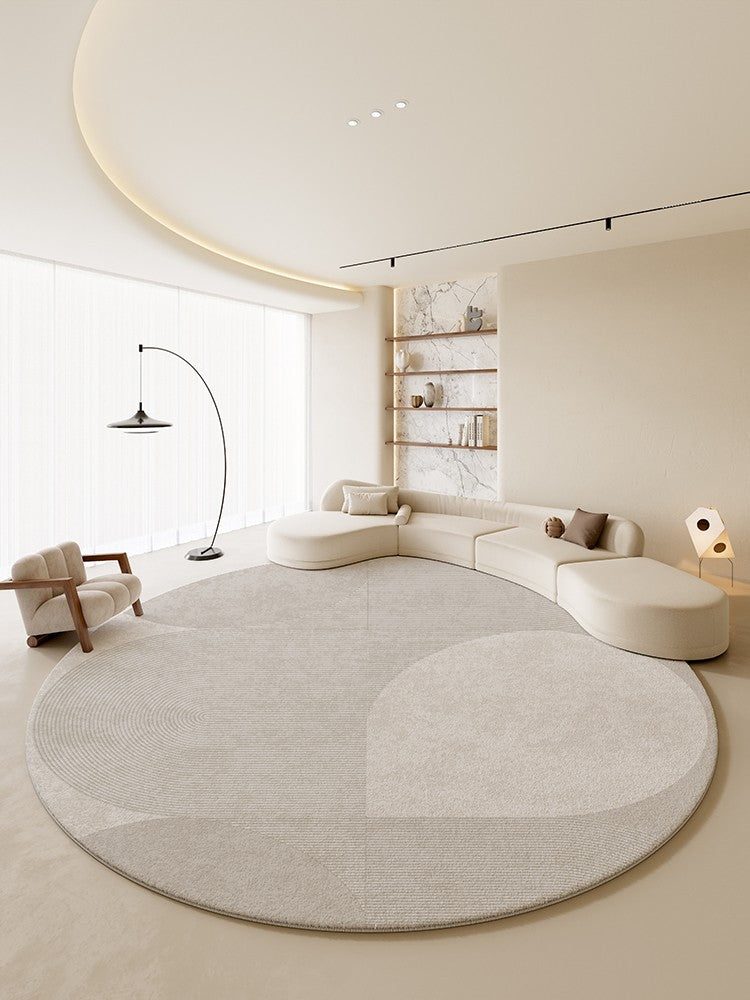 Living Room Modern Grey Rugs, Circular Rugs under Coffee Table, Round Contemporary Modern Rugs in Bedroom, Modern Carpets for Dining Room