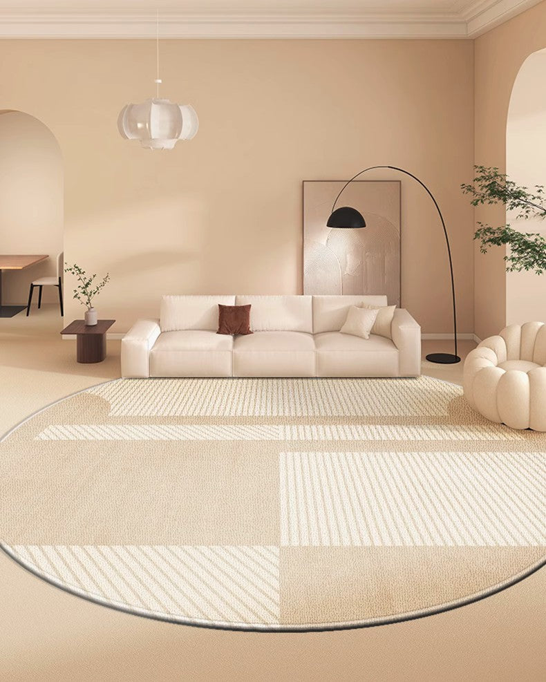 Contemporary Round Rugs, Bedroom Modern Round Rugs, Circular Modern Rugs under Dining Room Table, Geometric Modern Rug Ideas for Living Room