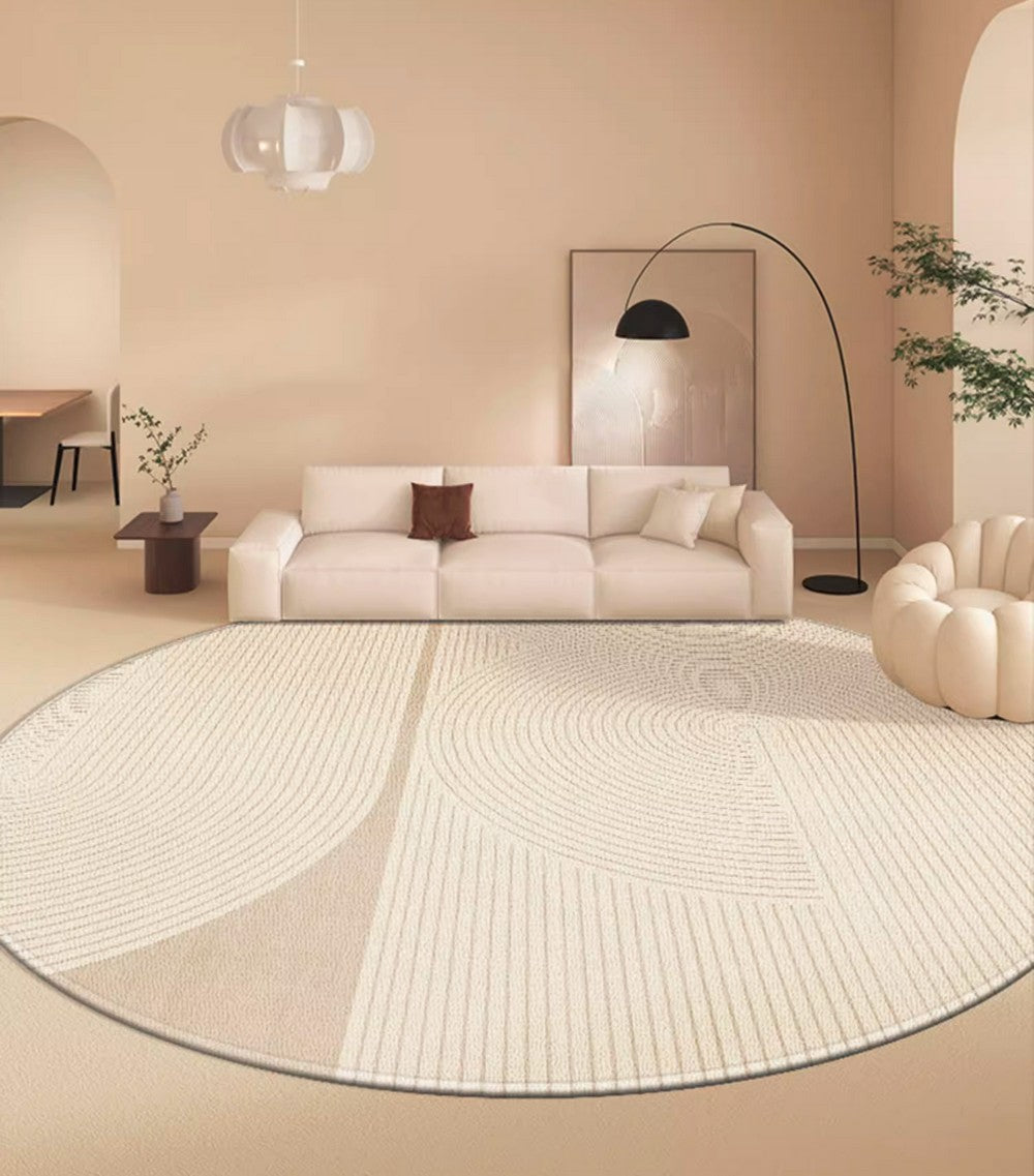 Simple Contemporary Round Rugs, Circular Modern Rugs under Dining Room Table, Bedroom Modern Round Rugs, Geometric Modern Rug Ideas for Living Room