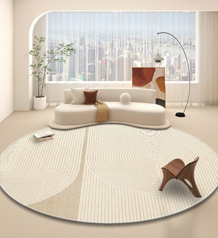 Simple Contemporary Round Rugs, Circular Modern Rugs under Dining Room Table, Bedroom Modern Round Rugs, Geometric Modern Rug Ideas for Living Room