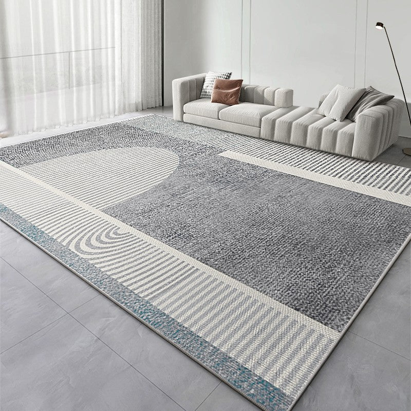 Modern Rugs under Dining Room Table. Grey Modern Rugs for Living Room. Contemporary Modern Rugs Next to Bed. Simple Geometric Carpets for Sale