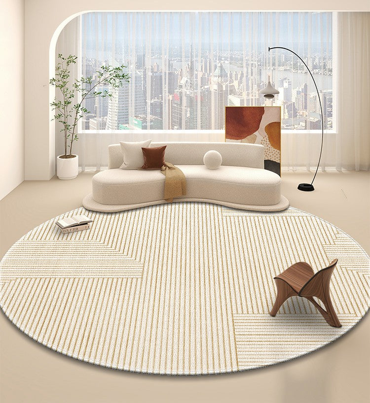 Dining Room Contemporary Round Rugs, Circular Modern Rugs under Chairs, Bedroom Modern Round Rugs, Geometric Modern Rug Ideas for Living Room