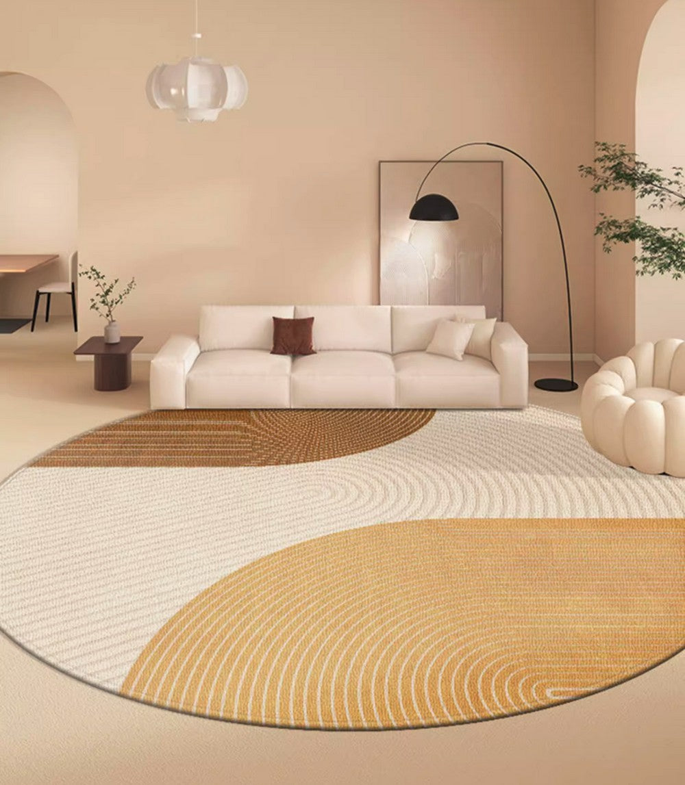 Circular Modern Rugs under Chairs, Dining Room Contemporary Round Rugs, Bedroom Modern Round Rugs, Geometric Modern Rug Ideas for Living Room