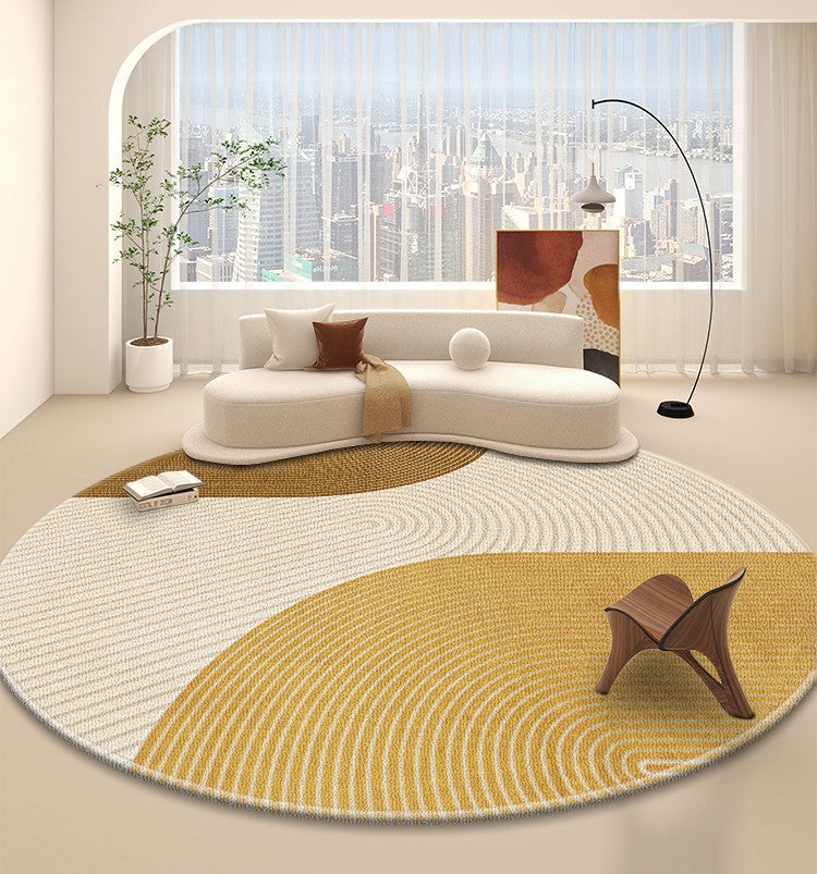 Circular Modern Rugs under Chairs, Dining Room Contemporary Round Rugs, Bedroom Modern Round Rugs, Geometric Modern Rug Ideas for Living Room