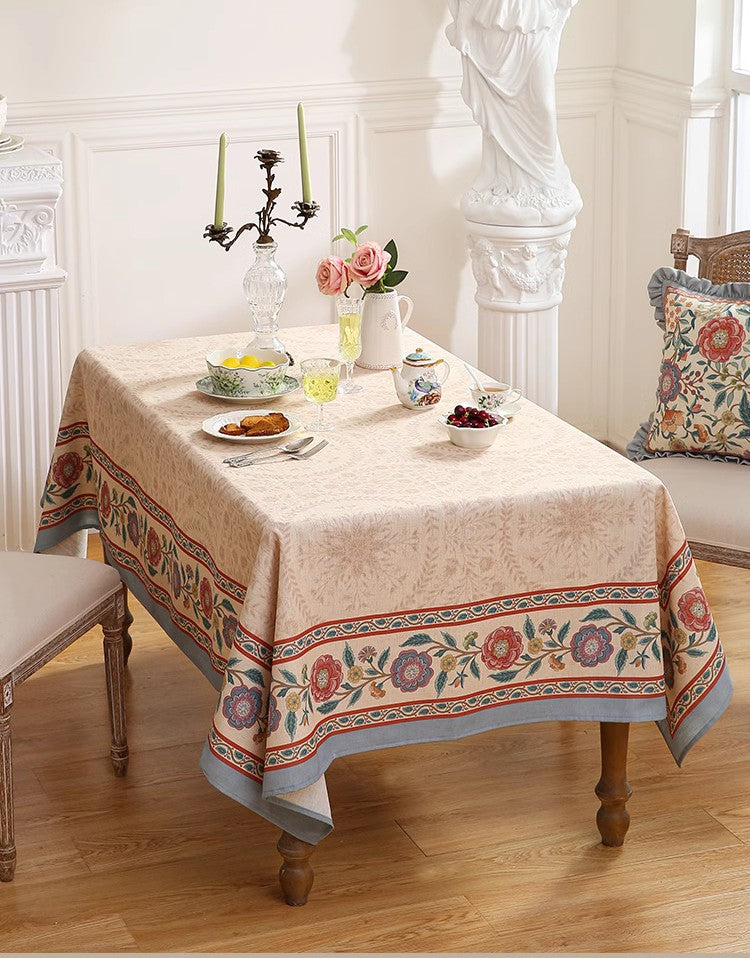Modern Tablecloth, Flower Farmhouse Table Cover, Rectangle Tablecloth Ideas for Dining Table, Square Linen Tablecloth for Coffee Table