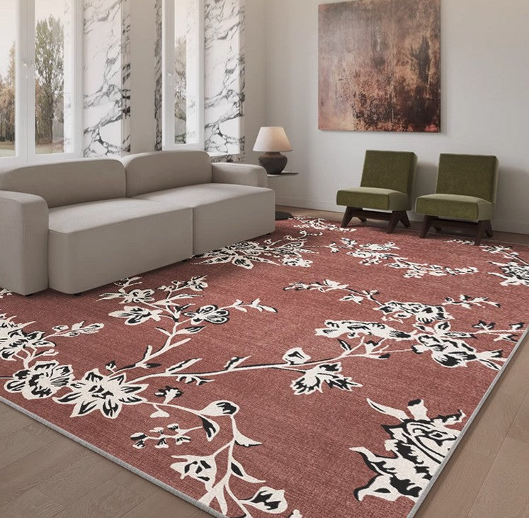 Abstract Contemporary Rugs Next to Bed, Flower Pattern Contemporary Modern Rugs, Modern Rugs for Living Room, Modern Rugs for Dining Room