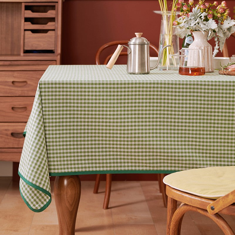 Green Rectangle Tablecloth for Dining Room Table, Cotton Chequer Rectangular Tablecloth, Square Tablecloth for Coffee Table, Farmhouse Table Cloth, Wedding Tablecloth