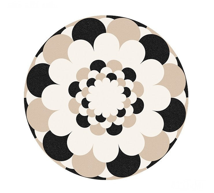 Abstract Contemporary Round Rugs under Chairs, Circular Area Rugs for Bedroom, Modern Rugs for Dining Room, Flower Pattern Modern Rugs for Living Room