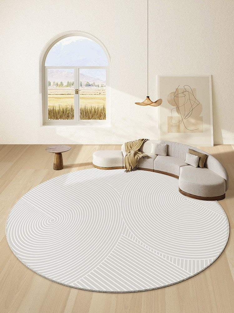 Abstract Contemporary Round Rugs for Dining Room, Geometric Modern Rug Ideas for Living Room, Soft Modern Rugs for Dining Room, Circular Modern Rugs for Bathroom