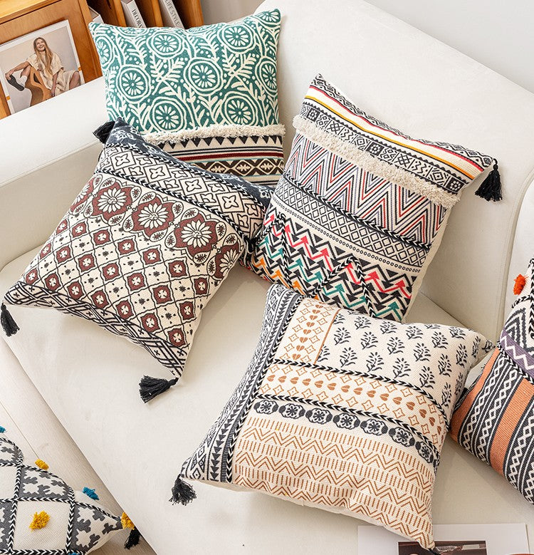 Geometric Modern Pillows, Decorative Throw Pillows for Living Room, Bohemian Decorative Sofa Pillows, Oriental Square Pillows for Couch