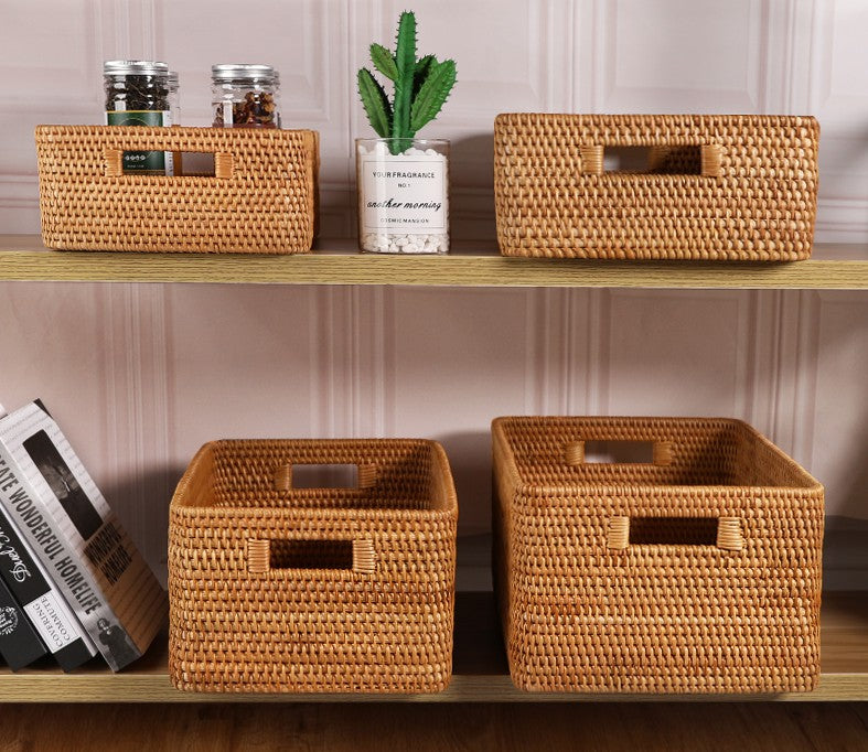 Storage Shelf Organizer Wicker Basket Set