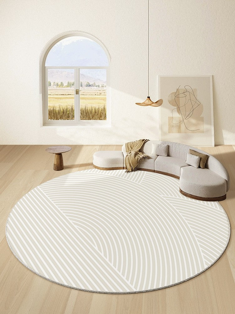 Abstract Modern Area Rugs for Bedroom, Geometric Round Rugs for Dining Room, Circular Modern Rugs under Chairs, Contemporary Modern Rug for Living Room