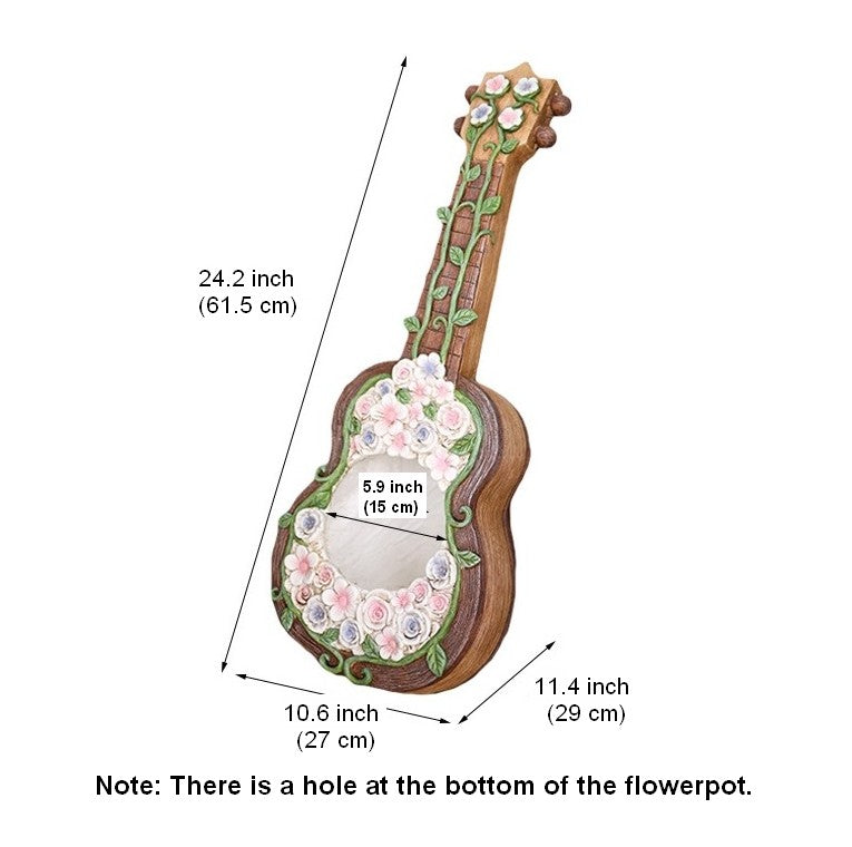 Modern Garden Flower Pot, Unique Guitar Flowerpot for Garden Ornaments, Beautiful Guitar Flowerpot, Villa Outdoor Decor Gardening Ideas