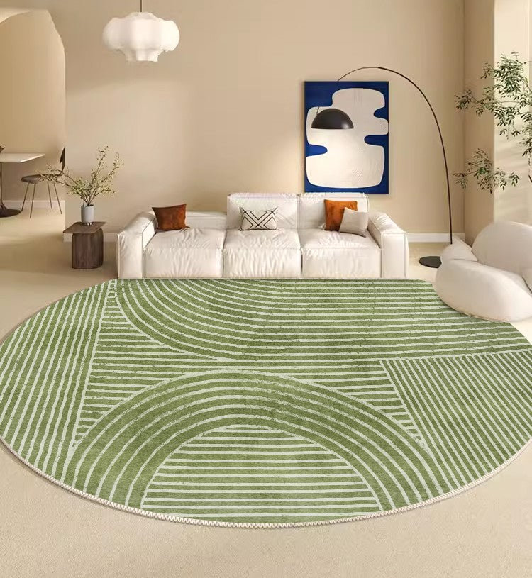 Circular Modern Rugs for Bedroom, Modern Round Rugs for Dining Room, Green Round Rugs under Coffee Table, Contemporary Modern Rug Ideas for Living Room