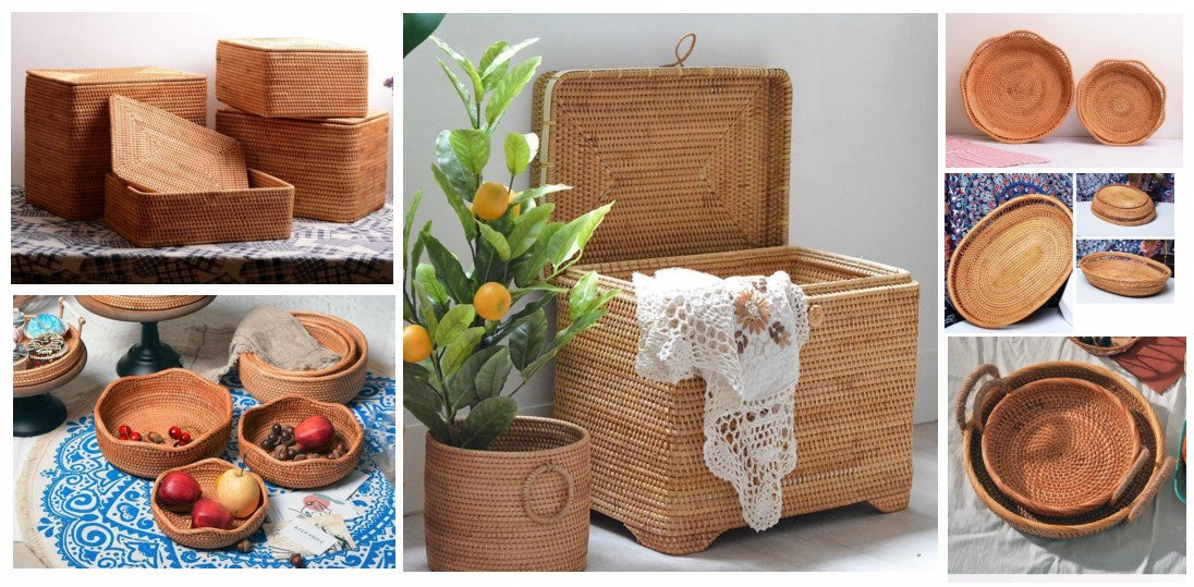 Beautiful handmade rattan storage baskets for shelves, large woven storage baskets, storage basket for kitchen, storage baskets for bathroom, laundry baskets, storage basket for toys, round storage baskets