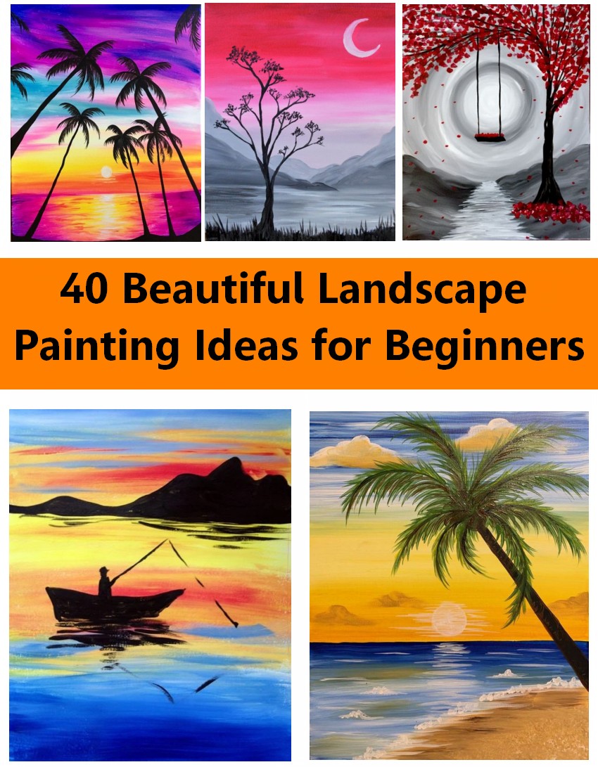40 Easy Modern Painting Ideas for Beginners, Easy Landscape