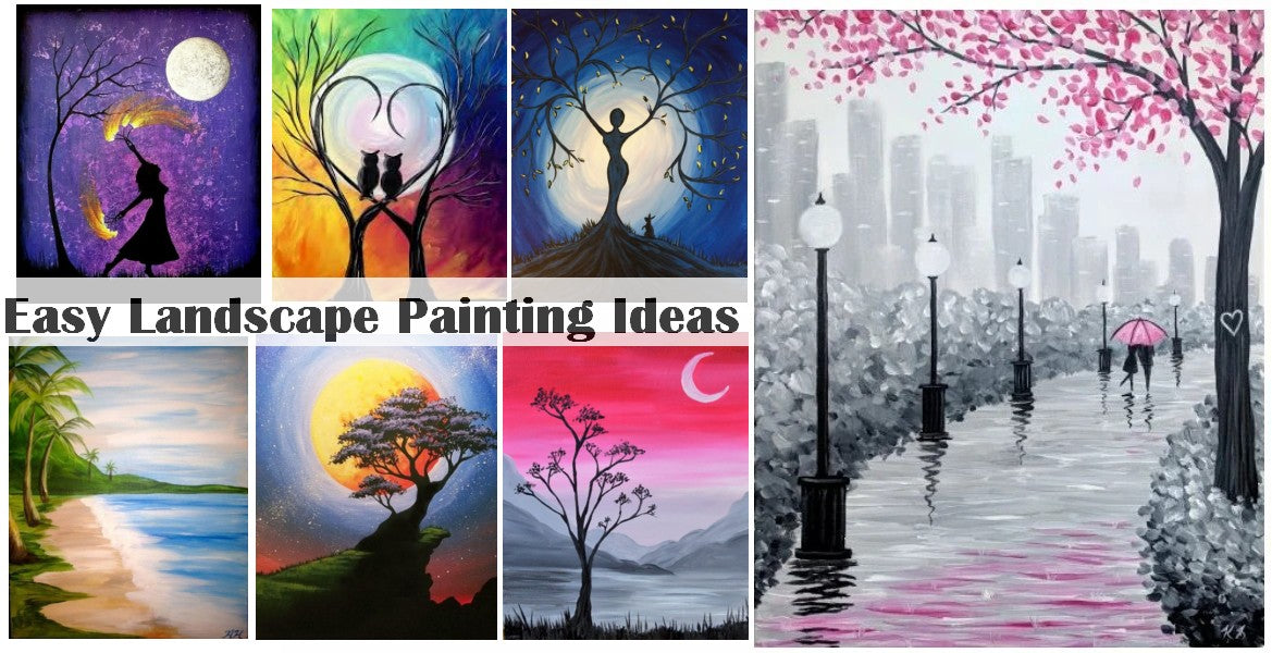 60 Easy Acrylic Painting Ideas for Beginners, Easy Landscape Painting –  Paintingforhome