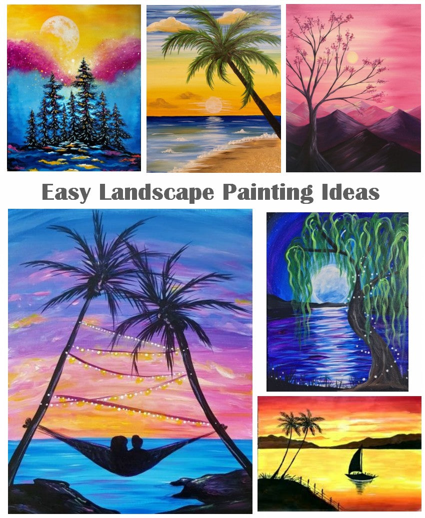 60 Easy Painting Ideas for Beginners, Easy Landscape Painting ...