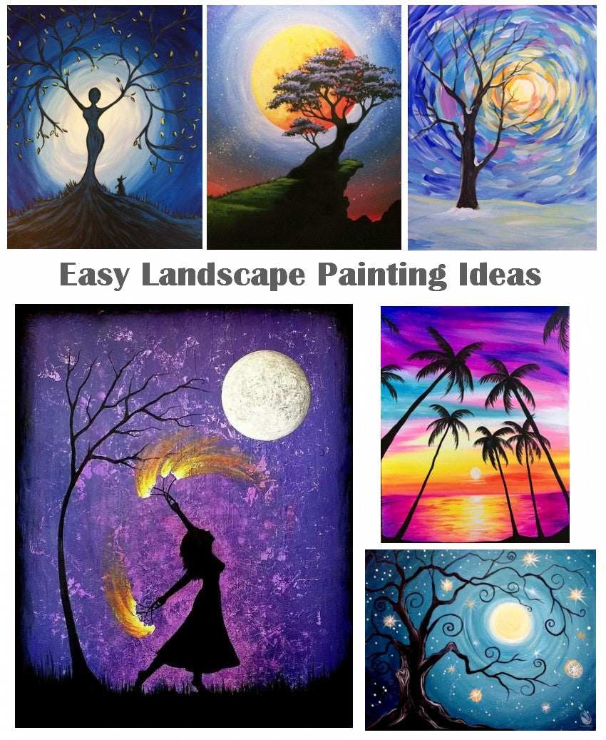 60 Easy Oil Painting Ideas for Beginners, Easy Landscape Painting Idea –  Paintingforhome