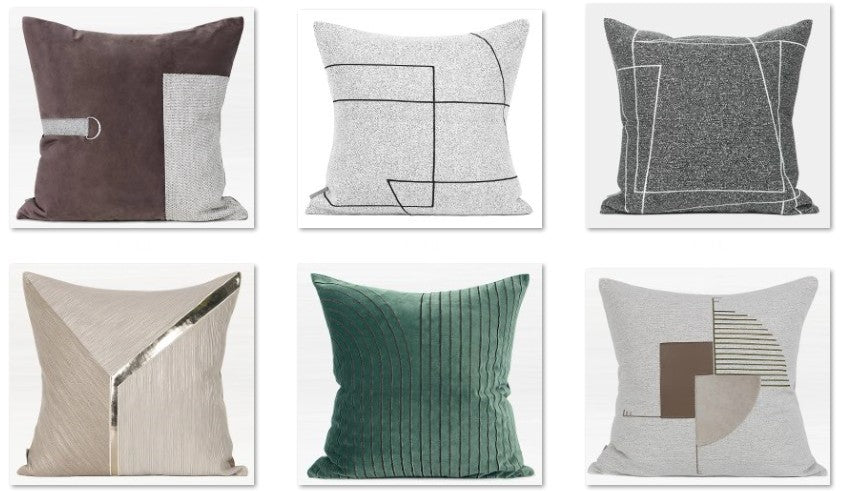 Modern sofa pillows, modern couch pillows, gray modern sofa pillows, blue modern throw pillows, decorative modern throw pillows, modern throw pillows, geometric modern throw pillows