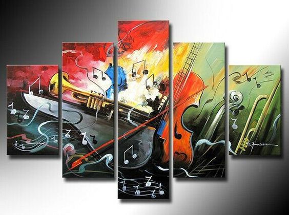 Acrylic Painting on Canvas, Canvas Painting for Living Room, Music Violin Painting, Large Painting for Sale