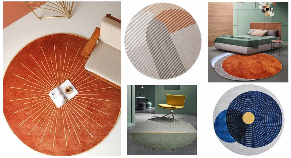 Modern round rugs, geometric round rugs, living room round rugs, grey round rugs, contemporary round rugs, kitchen round rugs, colorful round rugs, round rugs in bedroom, round rugs in dinning room