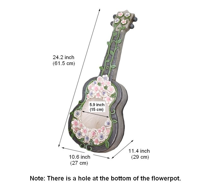 Unique Guitar Flowerpot for Garden Ornaments, Modern Garden Flower Pot, Beautiful Guitar Flowerpot, Villa Outdoor Decor Gardening Ideas