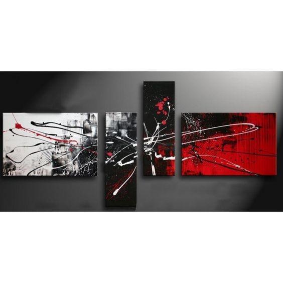 Modern Abstract Paintings, Black and Red Canvas Wall Art, Abstract Pai