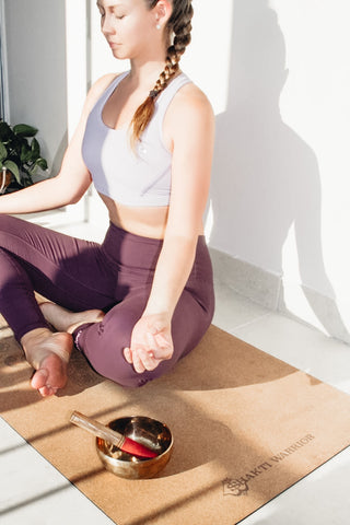 Peaceful Meditation on a Cork Eco Friendly Yoga Mat