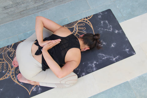 Prayer Hands Behind the Back on an Artistic Yoga Mat