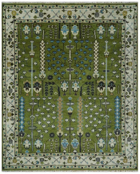 hand-knotted green tree of life rug