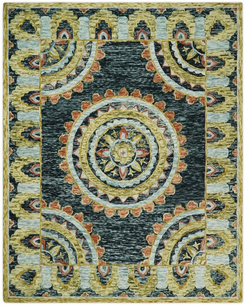 bohemian hand tufted wool rug