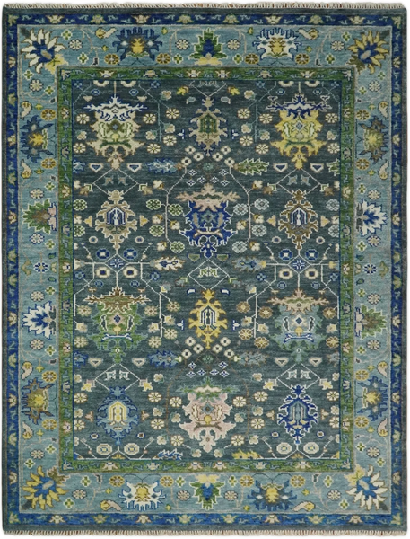 moss green handknotted area rug