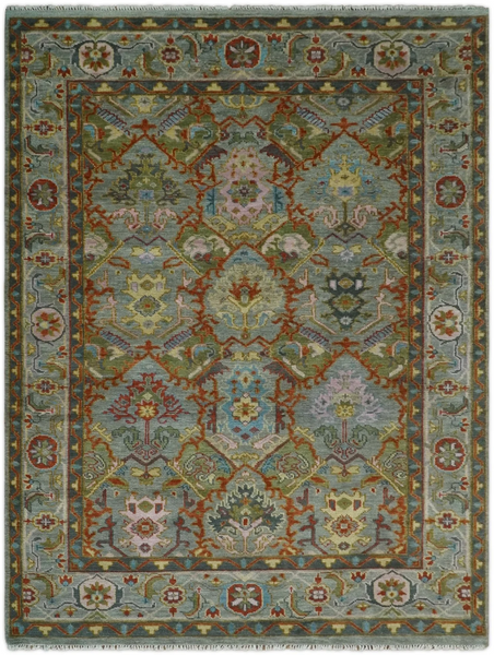 handknotted moss antique traditional rug