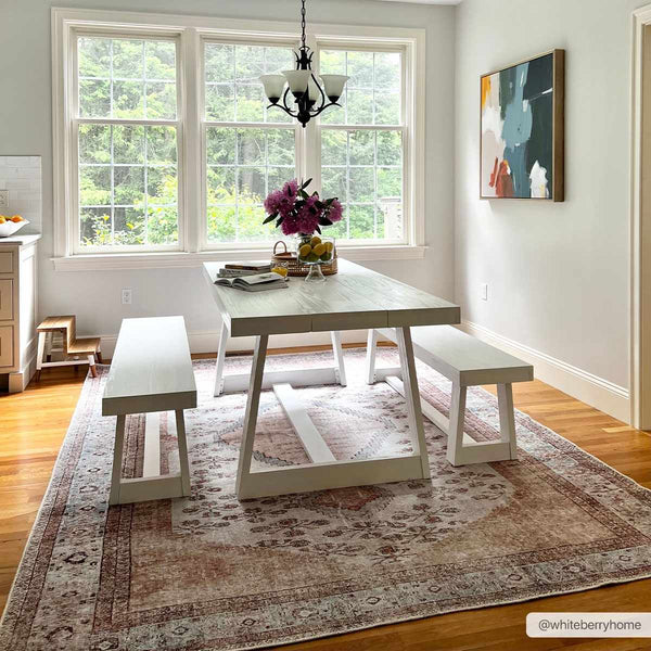 washable rug under dining table
