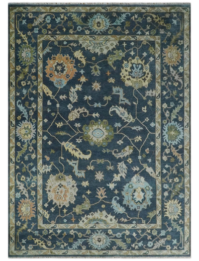 2x3 Iight Green and Ivory Hand Knotted Oriental Oushak Wool Area Rug, –