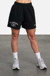 Front View of Black Athletic Club Oversized Shorts