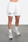Front View of White Athletic Club Oversized Shorts
