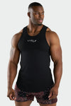 Front View of Black Classic Ribbed Relaxed Fit Tank