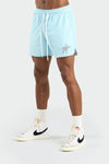 Front View of Light Blue GTS Miami Mecca Mesh 5 Shorts