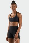 Front View of Black Hyper Power Strappy Sports Bra